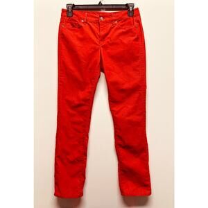 Ann Taylor LOFT Women's Stretch Corduroy Red Orange Pants Modern Straight 28/6